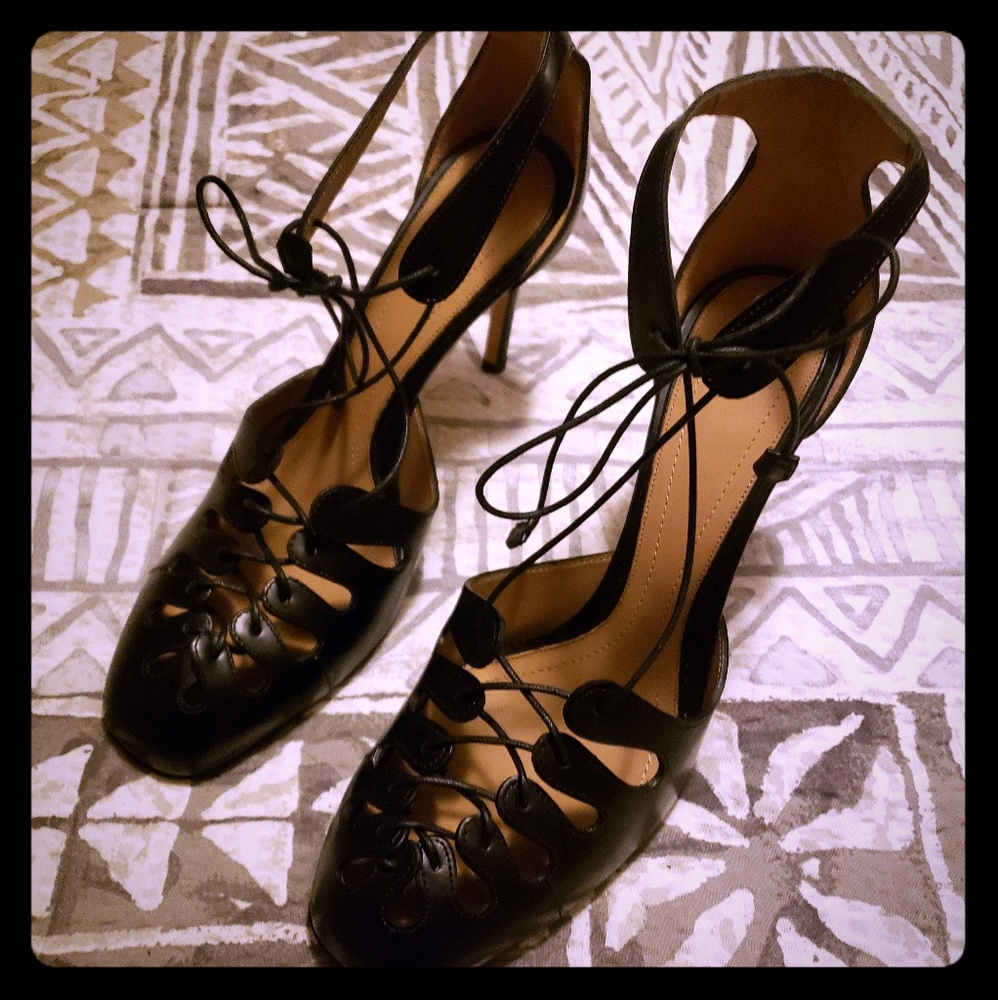 THE ROW Black Tie-Up Heels 8.5B